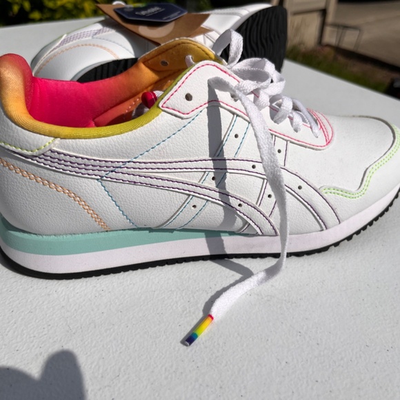 Brand new ASICS white rainbow thread shoes - Picture 4 of 5